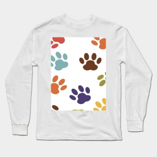 colourful dog paw prints Long Sleeve T-Shirt
